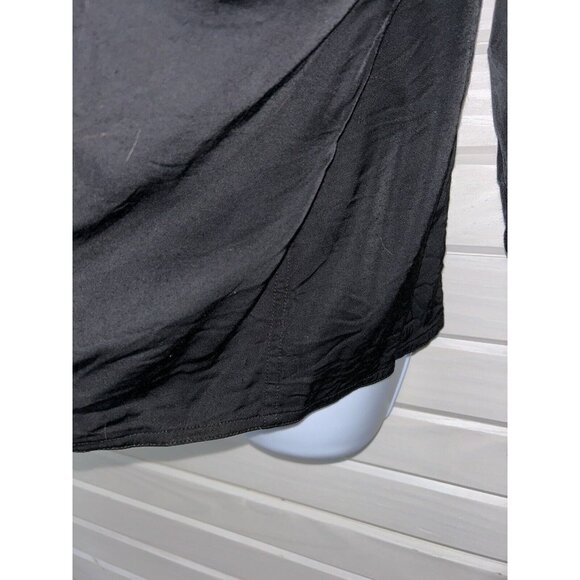 VTG Chicos Design Sz 3 (XL) Shiny Black Snap Front Shirt Jacket Stretch EUC - Picture 6 of 9